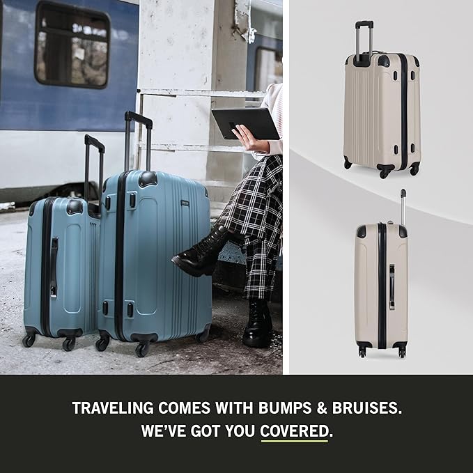 Kenneth Cole REACTION Bounds Lightweight Hardshell 4-Wheel Spinner Luggage, Mushroom, 20-Inch Carry On