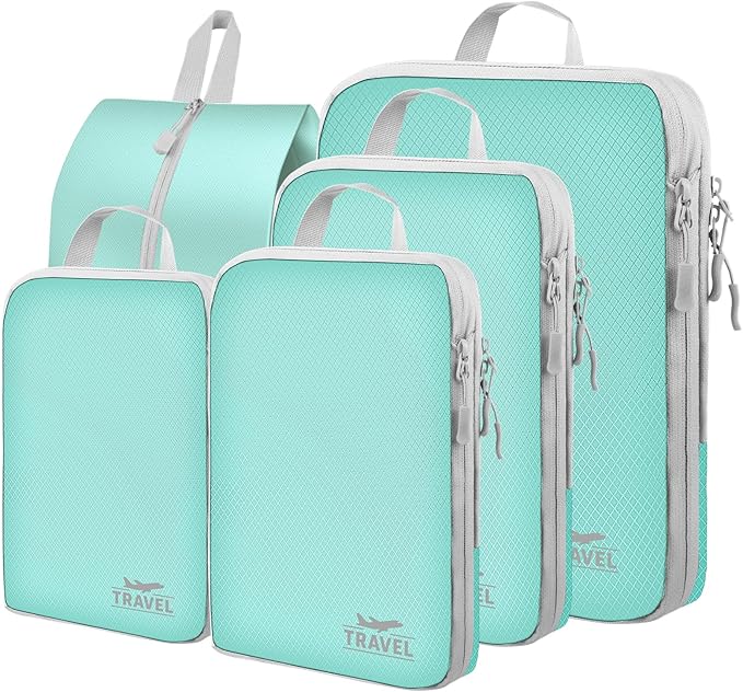 4-Piece Packing Cube Set - Lightweight Luggage Organizers for Travel, Vacation and Suitcases - Durable Accessories with Compression