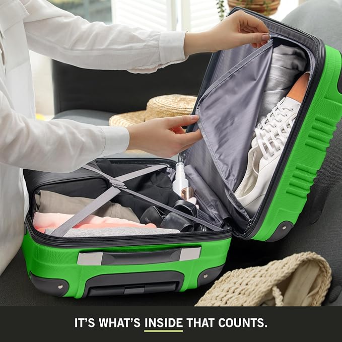 Kenneth Cole REACTION Out of Bounds Lightweight Hardshell 4-Wheel Spinner Luggage, Kelly Green, 2-Piece Set (20" & 28")