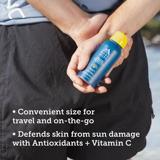 Oars + Alps Sunscreen Spray for Face & Body, SPF 50 Travel Size Sunscreen, Infused with Vitamin C & Antioxidants, No Residue, Water & Sweat Resistant, All Skin Types, Lightweight, Hydrating 1.87oz