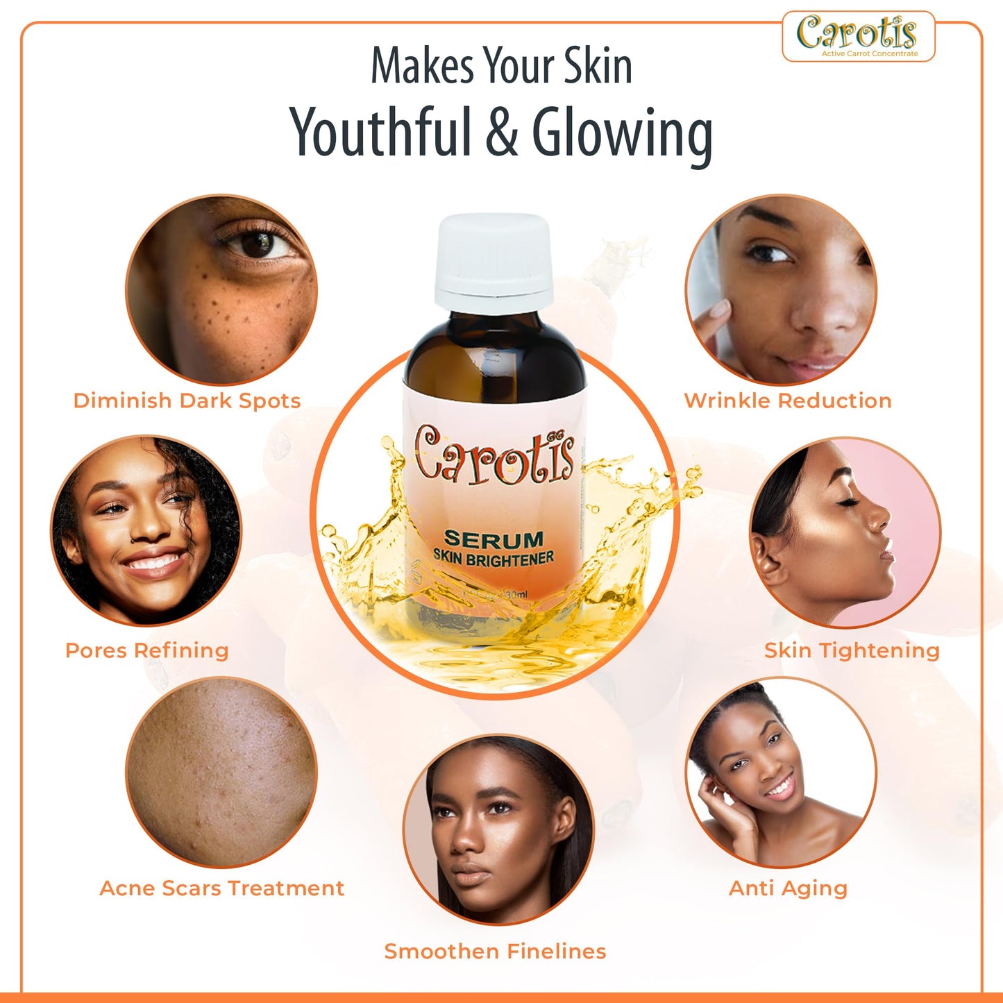 CAROTÏS Brightening Serum 1oz - Formulated to Fade Brown Spots, with Alpha Arbutin Complex and Beta Carotene