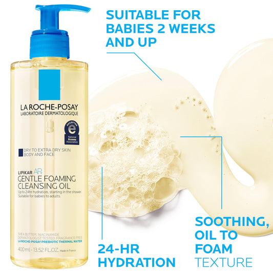 La Roche-Posay Lipikar Skin Care Set, Triple Repair Moisturizing Cream & Foaming Cleansing Oil, Body Lotion & Cleanser Formulated with Shea Butter, Long Lasitng Hydration, Fragrance Free