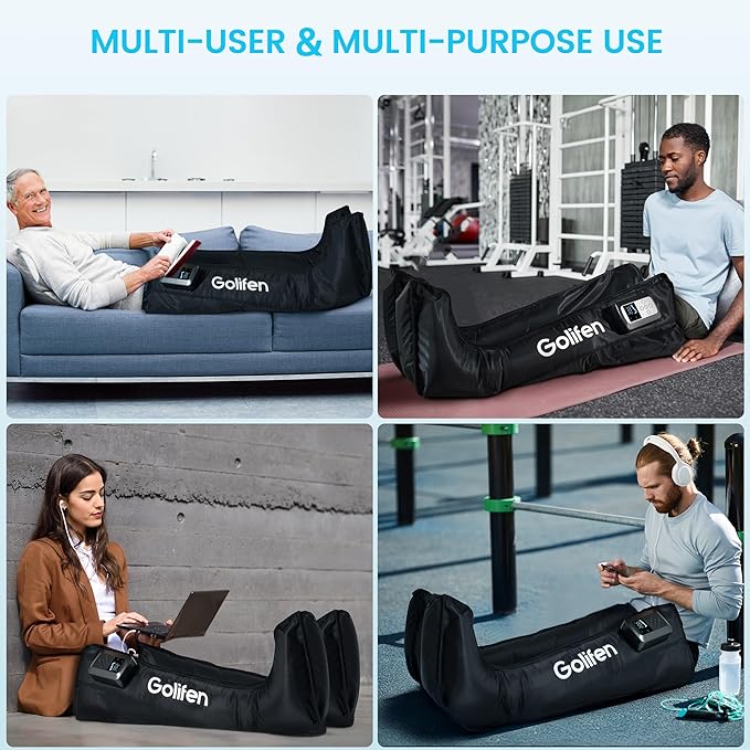 Cordless Leg Compression Massager, Portable Compression Boots with 5 Air Chambers, Full Leg Massager for Circulation & Muscle Pain Relief, Holiday Birthday Gift for Athletes Men Women