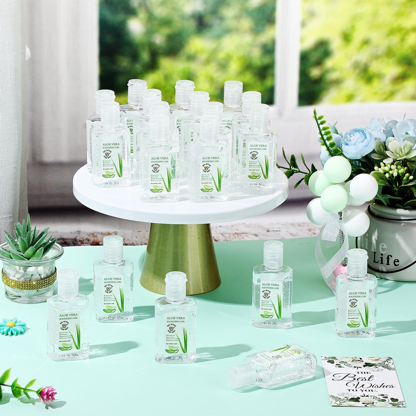 Dansib 24 Pcs Mini 1oz Soothing Moisture Gel Travel Size Moisturizing Face Skin Gel Bulk for Thank You Gifts Summer Beach Wedding Party Supplies(Aloe Vera)