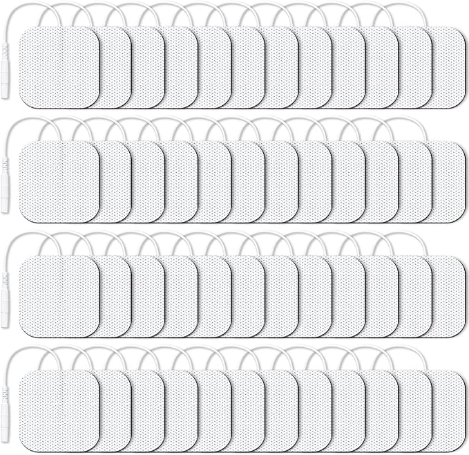 AUVON TENS Unit Electrode Pads 2"x2" 48 Pcs Value Pack, Reusable Latex-Free TENS Unit Pads with Upgraded Self-Adhesion, Non-Irritating Replacement Pads Compatible with TENS 7000, Etekcity, Nicwell