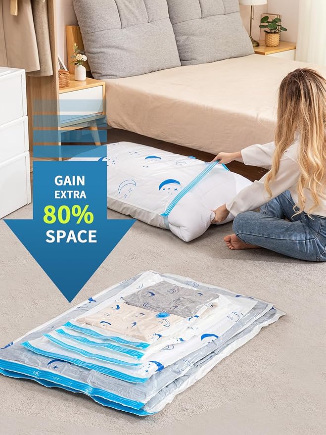 Vacuum Storage Bags with Electric Air Pump, 20 Pack (4 Jumbo, 4 Large, 4 Medium, 4 Small, 4 Roll Up Bags) Space Saving Bag for Clothes, Mattress, Blanket, Duvets, Pillows, Comforters,Travel