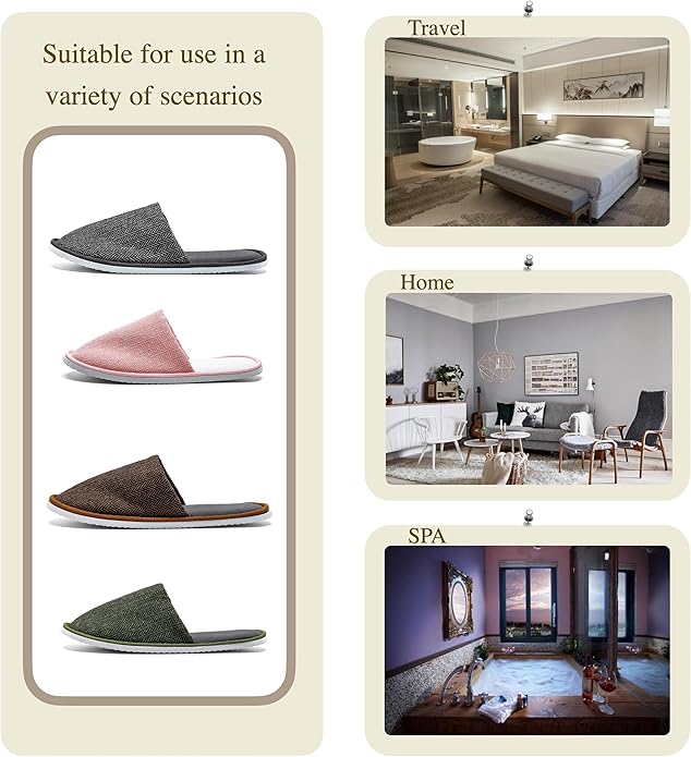 6-10 Pairs Spa Slippers, Non Slip Disposable Slippers For Guest, Washable Reusable, Which Can Be Used As Women Men, House, Indoor, Bathroom, Bedroom, Hotel, Bride Slippers