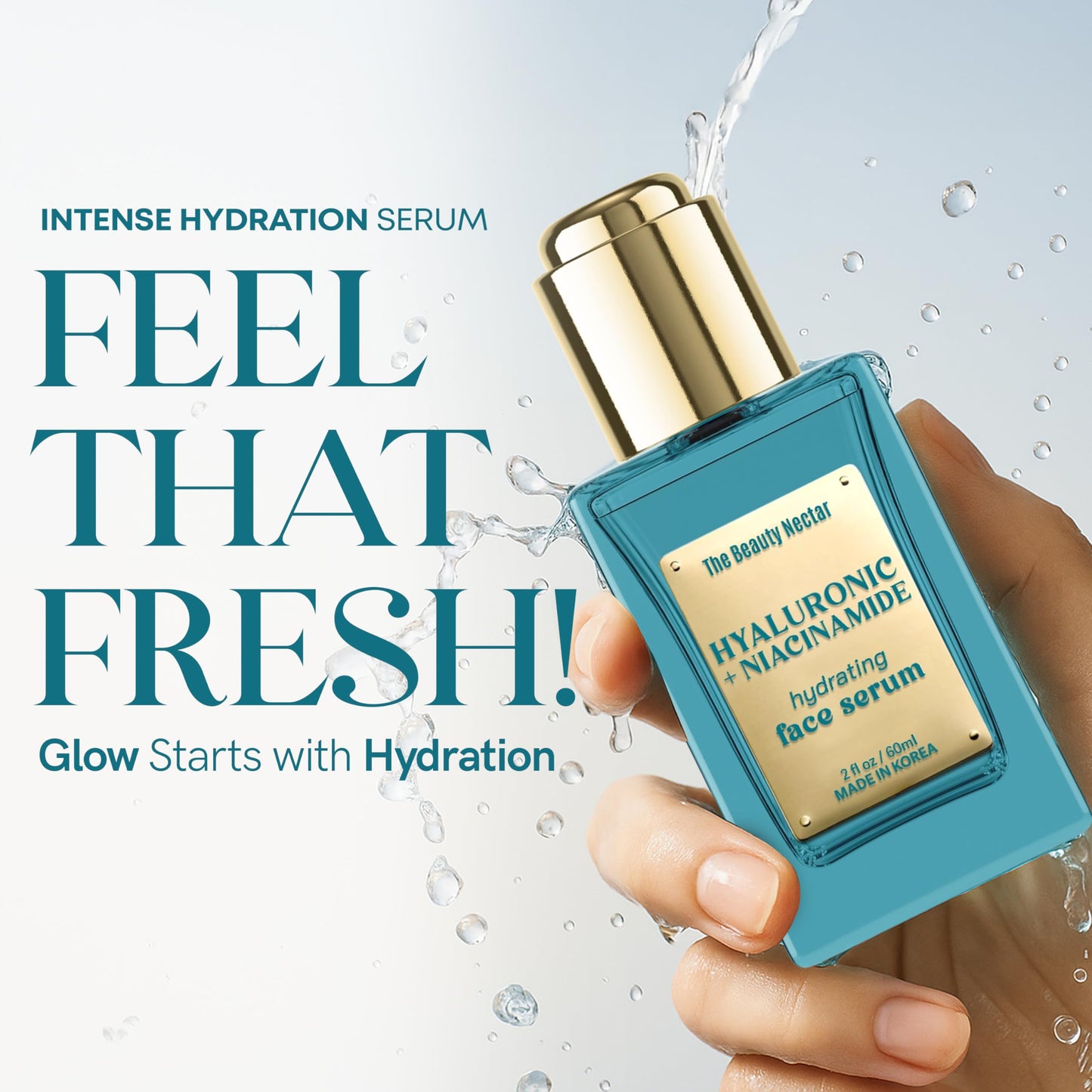 The Beauty Nectar Hyaluronic Acid & Niacinamide Face Serum – Deep Hydration, Skin Barrier Repair, Tone Correcting – Dermatologist Tested, Anti-Aging, Korean Skin Care – Clean Vegan Formula – 2 Fl Oz