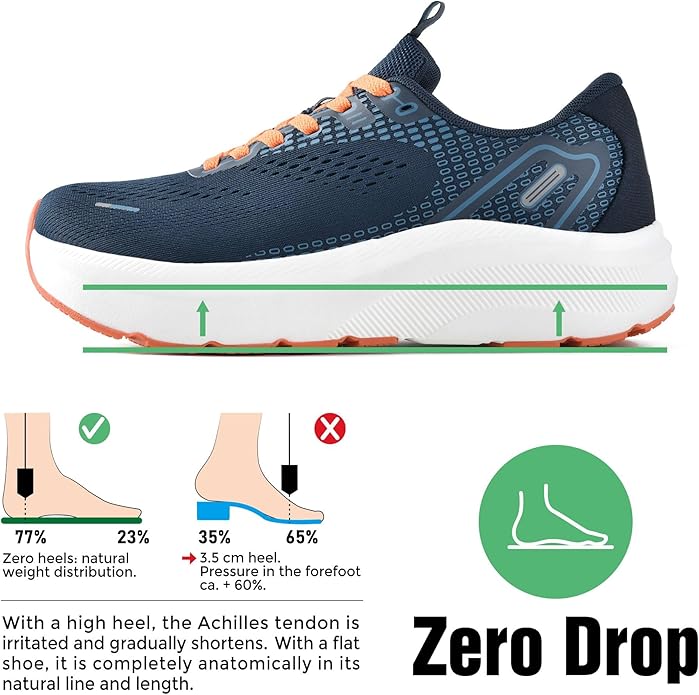 JACKSHIBO Wide Toe Box Shoes for Men Arch Support Shoes Wide Width Sneakers for Running Walking Athletic Tennis Orthopedic Plantar Fasciitis Workout with Thick Cushioned Zero Drop Sole