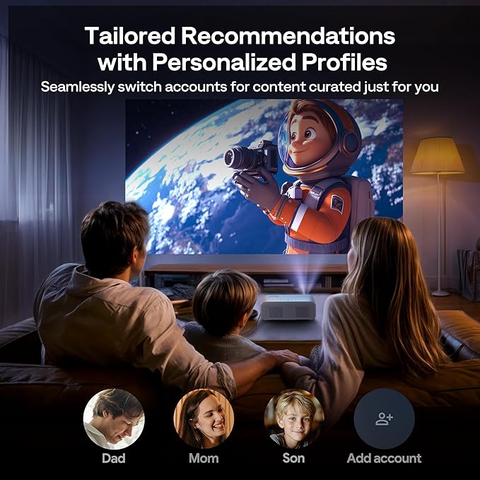 Aurzen EAZZE D1G 4K Supported Google TV Smart Projector with WiFi & Bluetooth, Auto Focus & Keystone, Dolby Audio, Zoom, Movie, Portable Mini Projector for Home & Outdoor Use