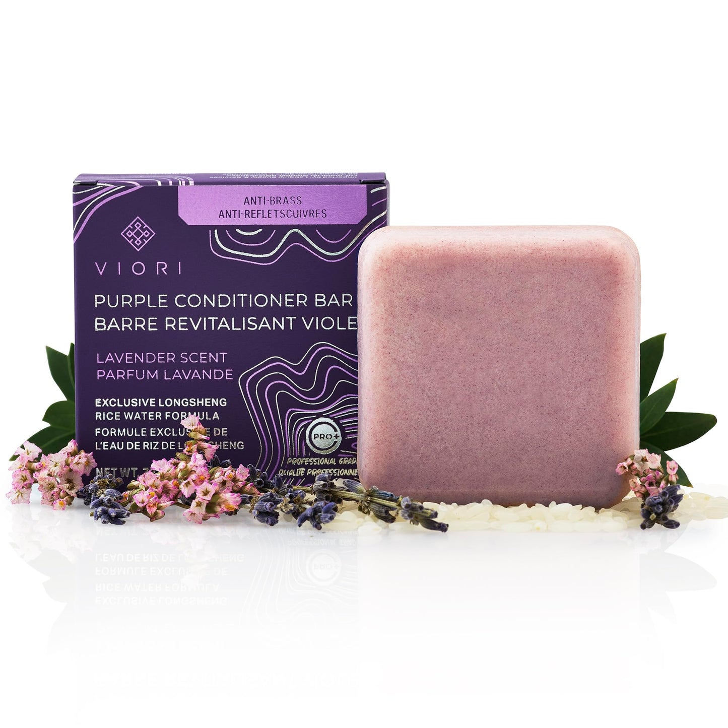 Viori Purple Conditioner Bar - Handcrafted with Longsheng Rice Water & Natural Ingredients - Blonde Hair Toner to Neutralize Brassy Tones