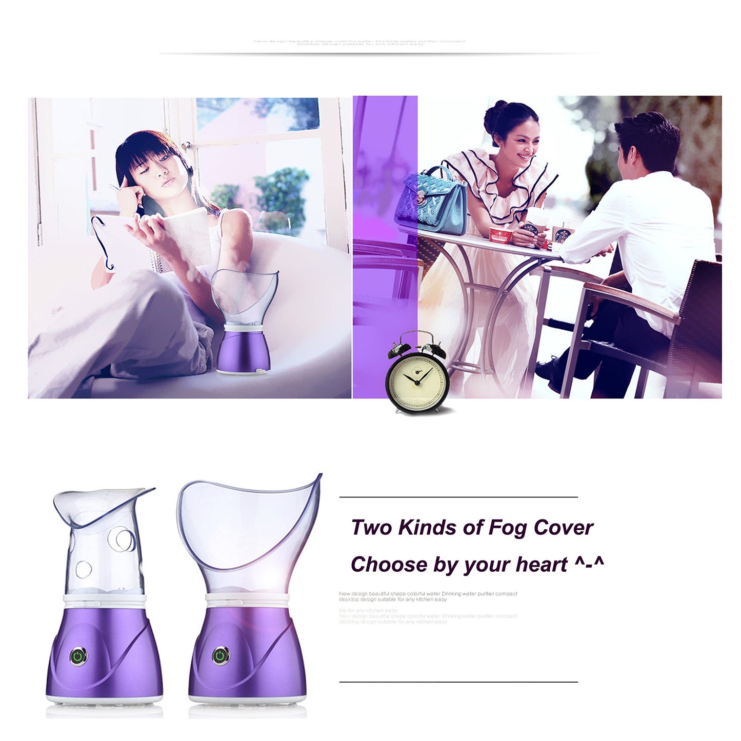 Hann Facial Steamer Professional Sinus Steam Inhaler Face Skin Moisturizer Facial Mask Sauna Spa Steamers with Aromatherapy Diffuser Humidifier Function (Purple)