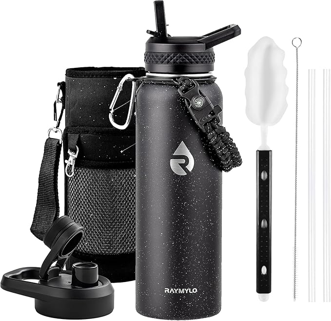 40oz Insulated Water Bottle, Triple Wall Vacuum Stainless Steel Water Bottles - Keeps Cold 48H, Reusable Metal water flask Jug for Gym, Sports, Camping, Hiking,Travel, Black Speckled