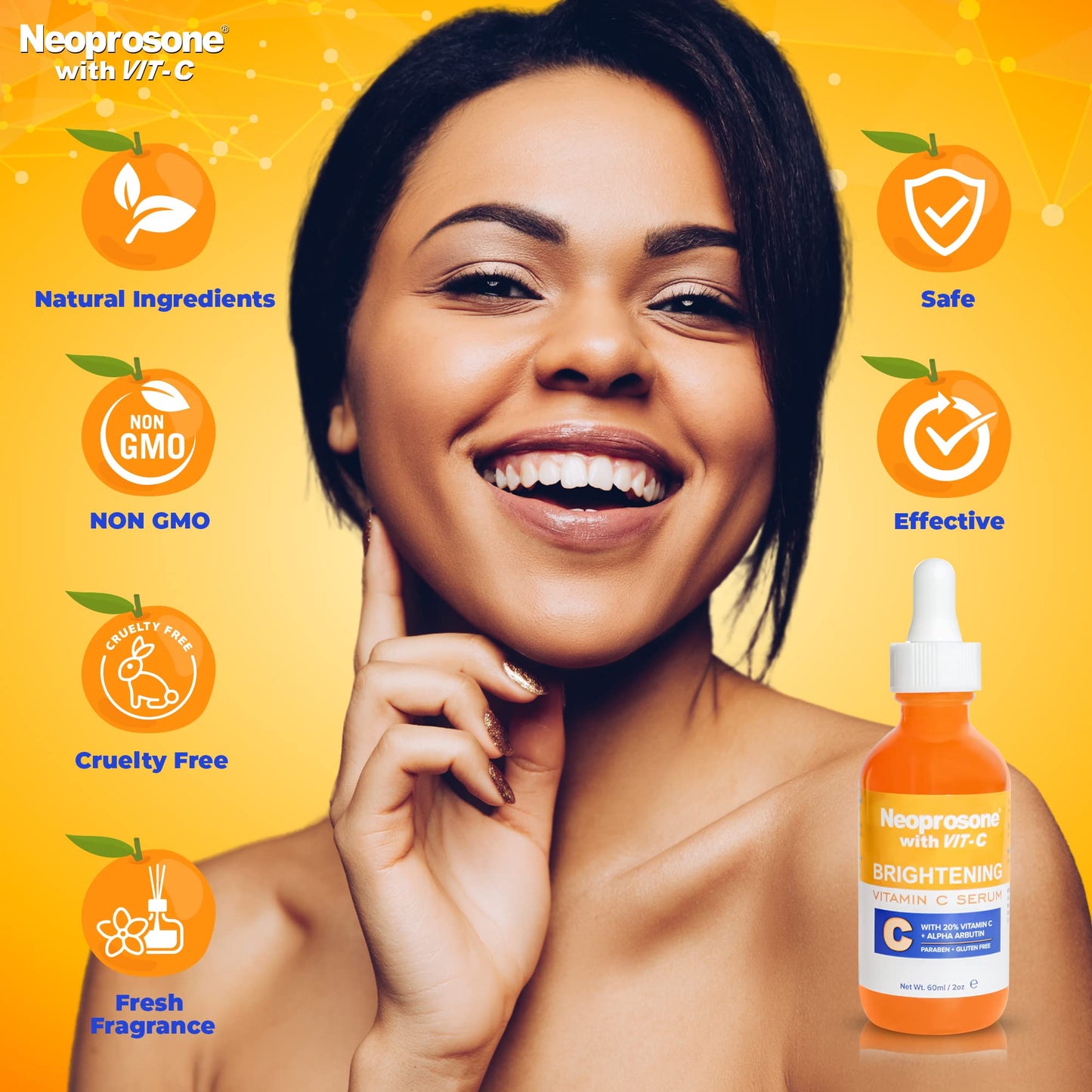 Neoprosone Brightening Serum - 2 Fl oz / 60ml - Formulated to Fade Dark Spots and to Prevent Skin Discolouration, with Alpha Arbutin Complex and Vitamin C