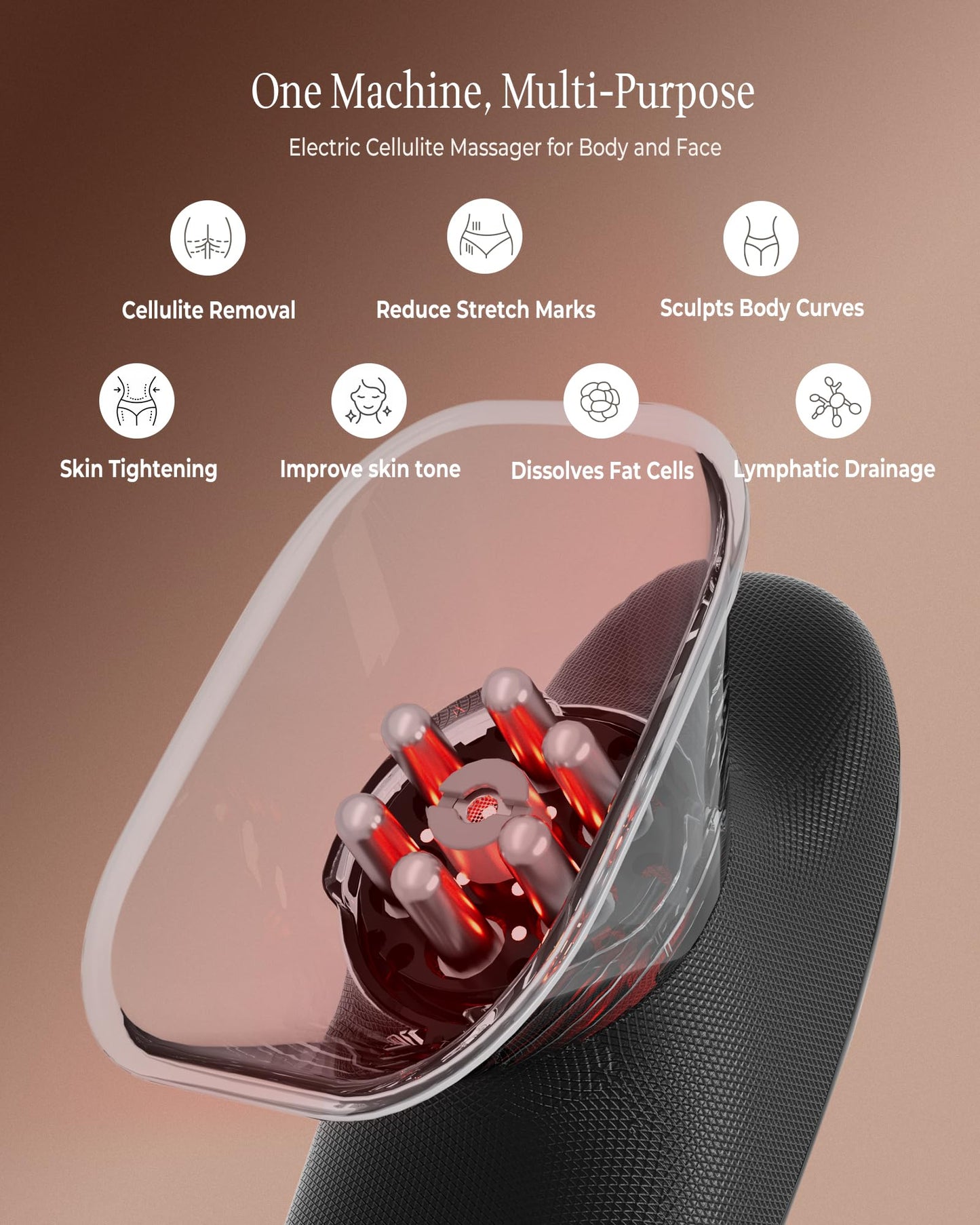 3-in-1 Body Sculpting Machine for Cellulite Remover, Electric Cellulite Massage Tool for Legs Belly Stomach Arms Fat, Home Used Body Sculptor Device with 3 Cups for Skin Tightening, Lymphatic Drainage