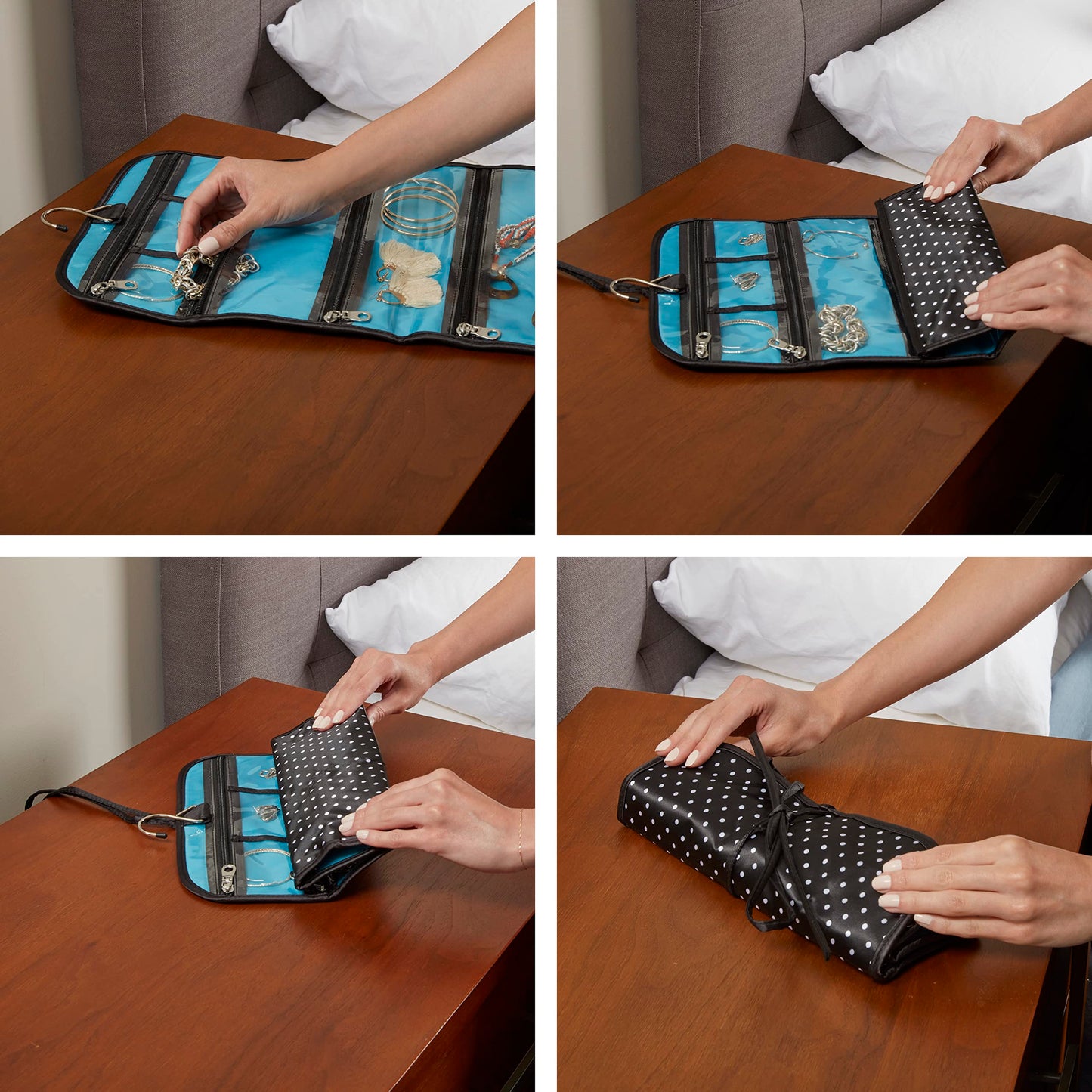 Travel Smart by Conair Jewelry Roll Bag, Black/White