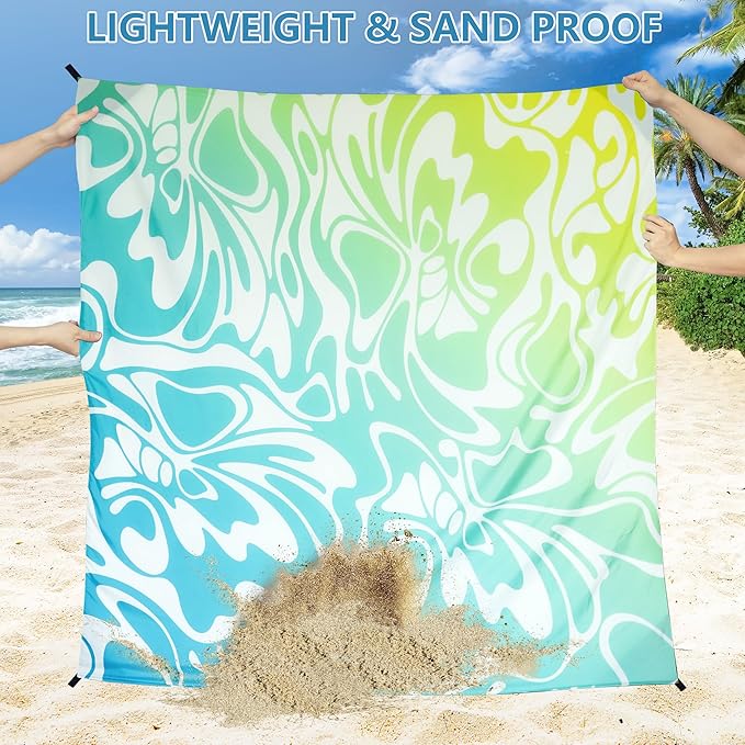 Beach Blanket Waterproof Sandproof Beach Mat 79" X 83"/10'x9'for 2-8 Adults Quick Drying Outdoor Picnic Mat Beach Accessories for Travel, Camping, Hiking
