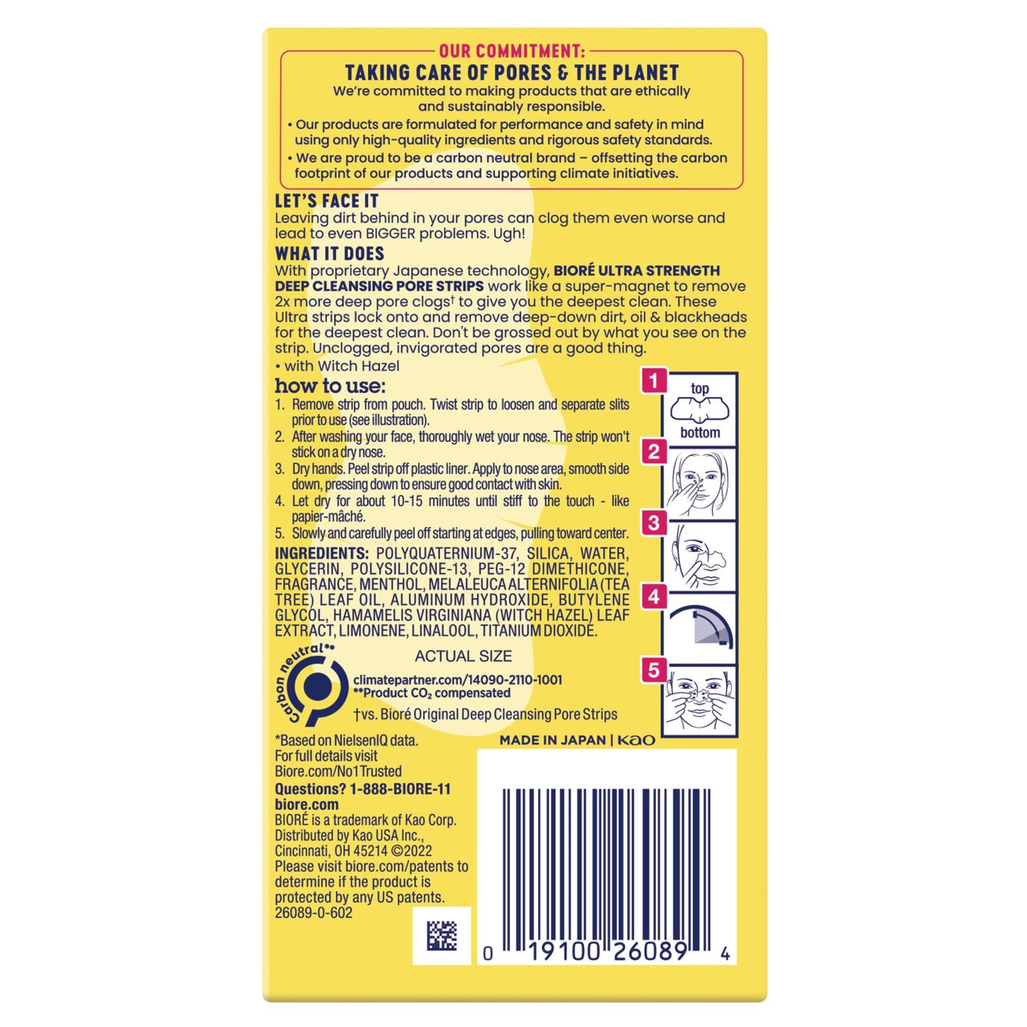 Bioré Witch Hazel Ultra Strength Blackhead Remover Pore Strips, Clears Pores up to 2x More than Original Pore Strips, features C-Bond Technology, Oil-Free, Non-Comedogenic Use, 18 Count