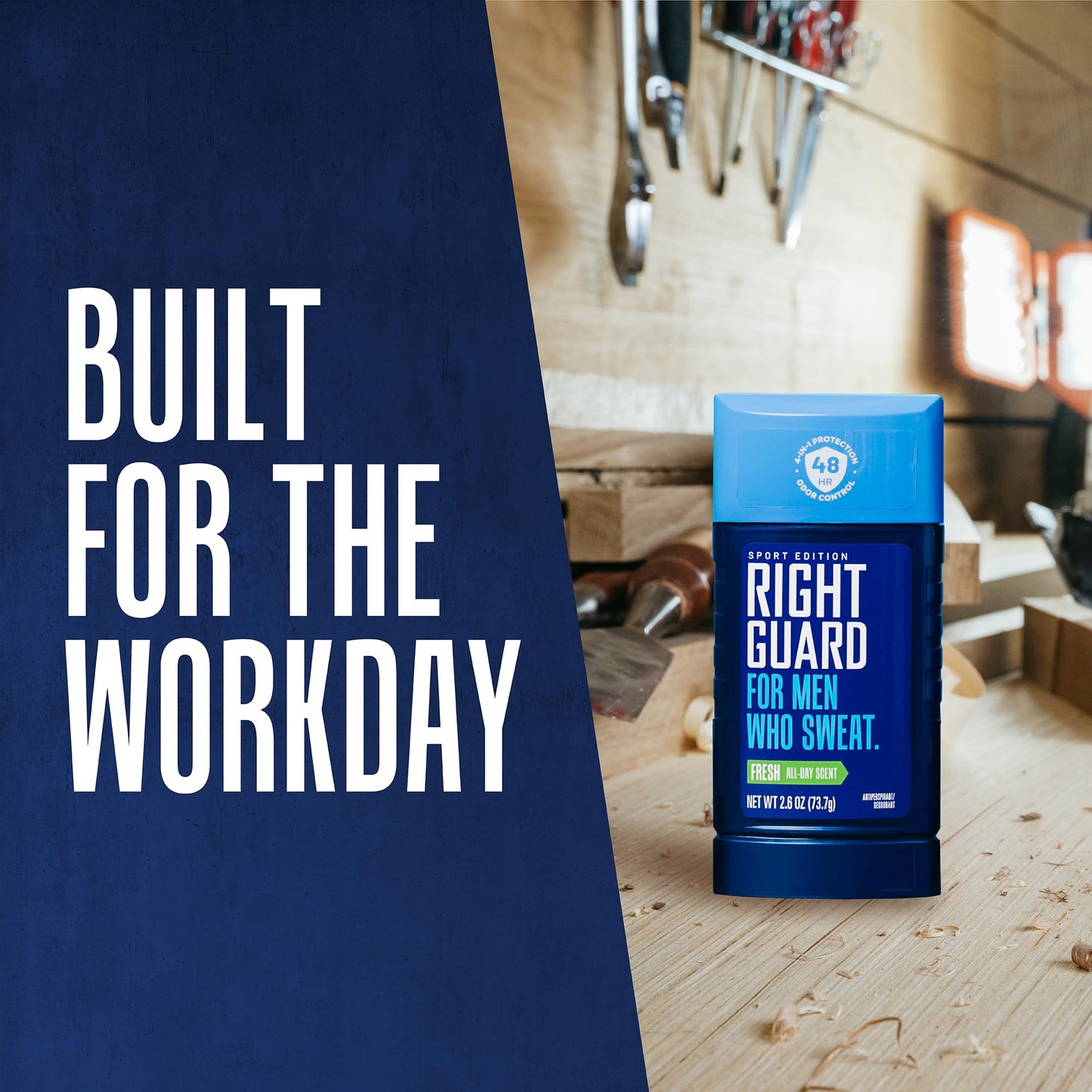 Right Guard Sport Fresh Scent Antiperspirant & Deodorant Invisible Solid - 4-in-1 Deodorant For Men, Blocks Sweat, 48-Hour Odor Protection, Quick-Drying, & Long-Lasting, 2.6 oz (6 Pack)