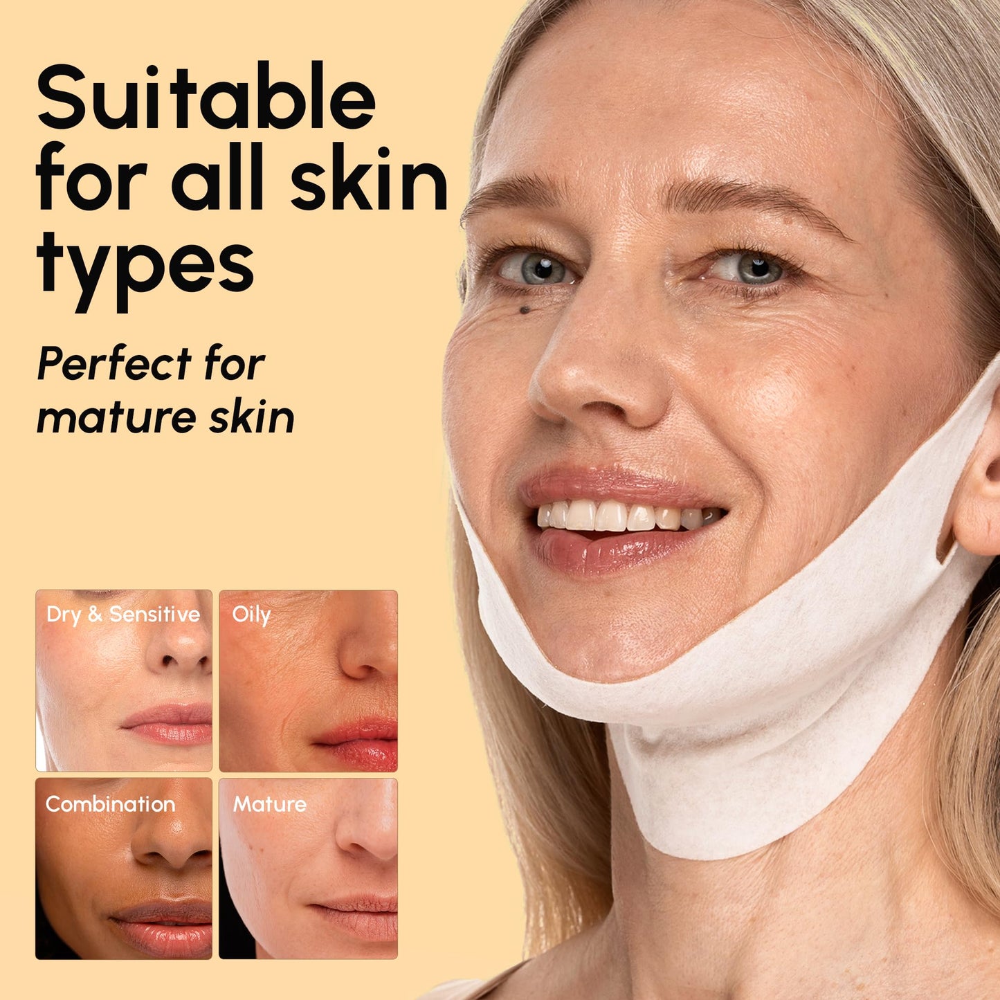 MAREE V Line Lifting Mask with 24K Gold – Deep Collagen Face Mask for Women – Jawline Shaper Mask with Retinol & Hyaluronic Acid – Neck Tightening & Firming - Double Chin Strap for Face Lift