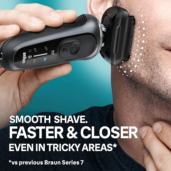 Braun Electric Shaver for Men, Series 7 7171cc, Wet & Dry Shave, Turbo & Gentle Shaving Modes, Waterproof Foil Shaver with Precision Trimmer, Space Grey