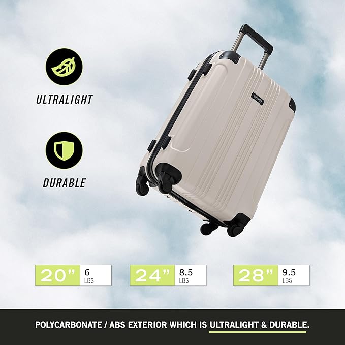 Kenneth Cole REACTION Bounds Lightweight Hardshell 4-Wheel Spinner Luggage, Mushroom, 20-Inch Carry On