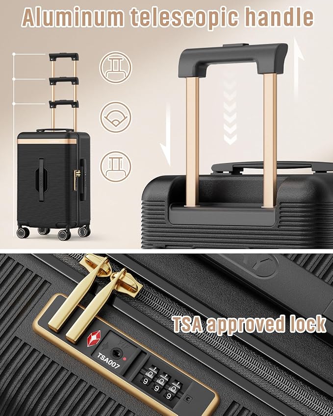 Joyway Luggage Sets 2 Piece, 22 Inch Carry On Luggage and 26 Inch Trunk Checked Luggage with Cup Holder, Lightweight Hardside Suitcase with Pressure-resistant Frame, Shock Absorbing Wheel and TSA Lock