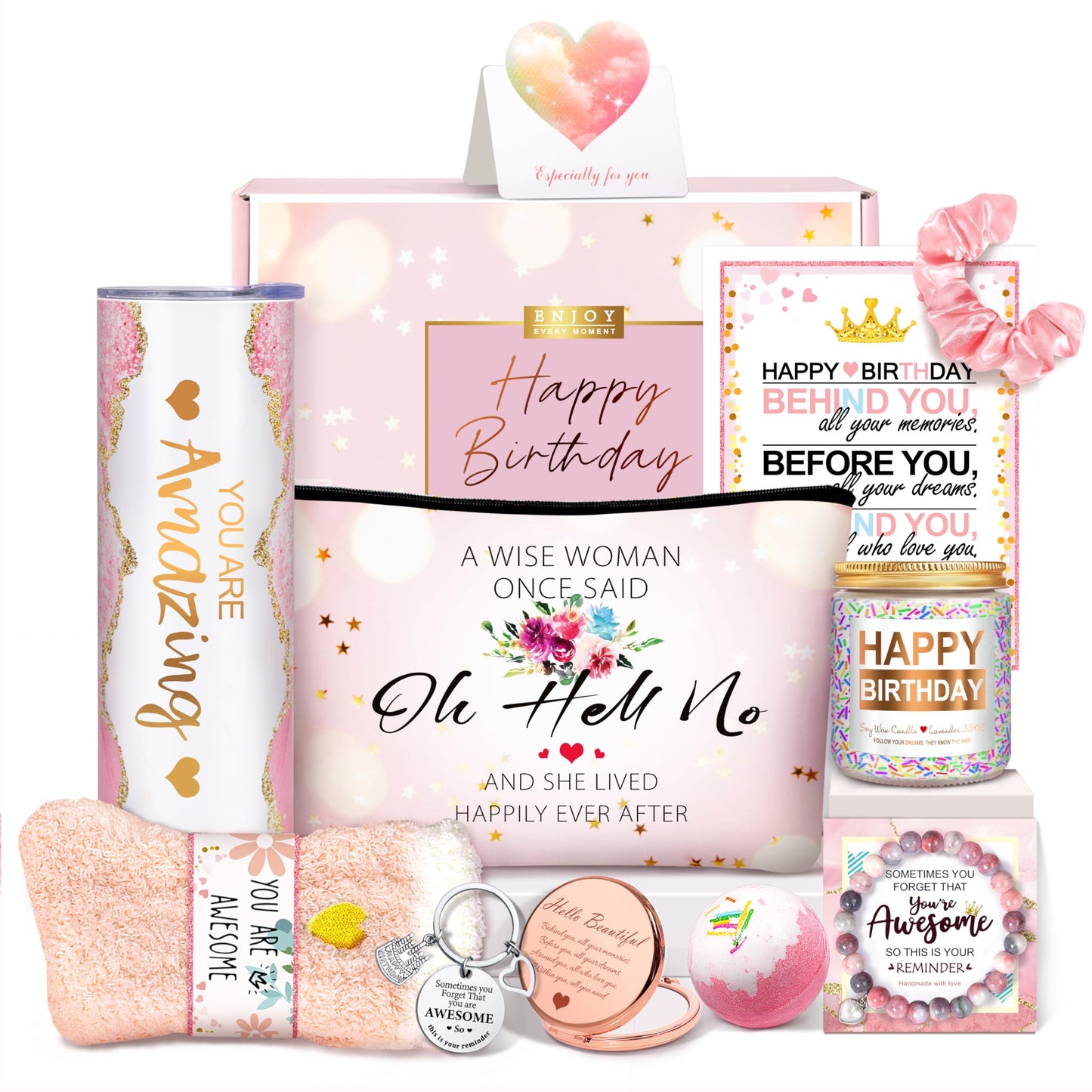 Birthday Gifts for Teen Girls, Best Friend Gift for Her, Happy Birthday Relaxing Spa Gifts Basket Self Care Gift for Mom, Wife, Girlfriend, Sister, Her, Friends, Coworker