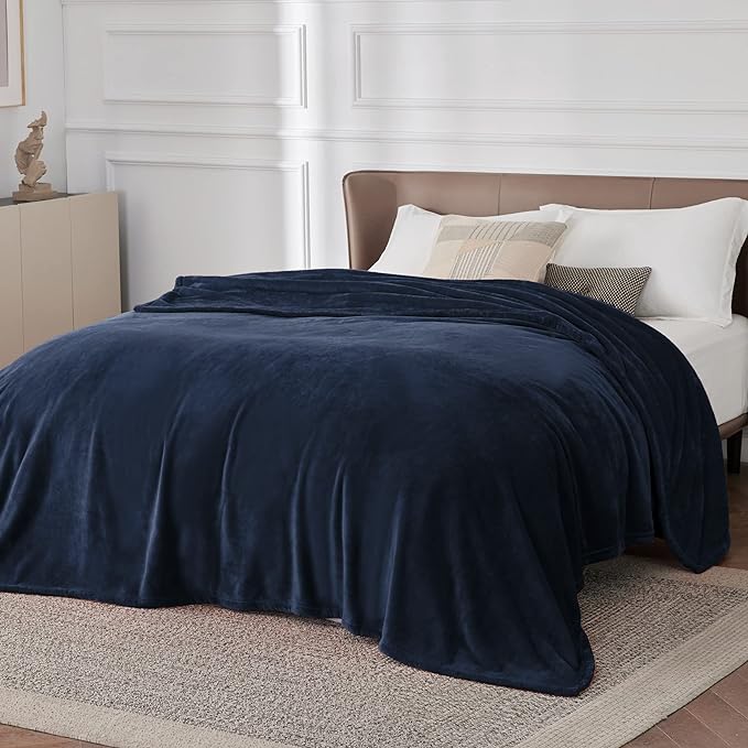 Bedsure GentleSoft Fleece Blanket California King Navy Blue - Lightweight Plush Fuzzy Cozy Soft Bed Blankets, 102x96 inches