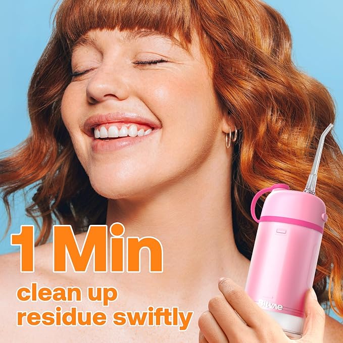 Bitvae P1 Water Flosser for Teeth, Portable Mini Water Flosser, Cordless Water Teeth Cleaner Picks with Telescopic Water Tank, Type-C Rechargeable Oral Irrigator for Travel & Home (Pink)