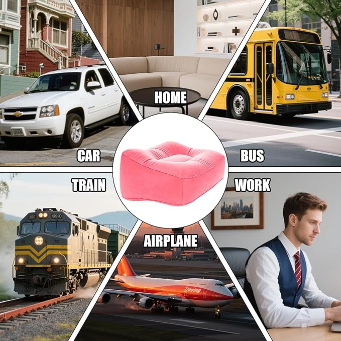 Inflatable Foot Rest Pillow - Portable, Non-Slip Base for Desk, Office Chair, Travel & Bed - Ergonomic Foot Support & Comfort(Pink)