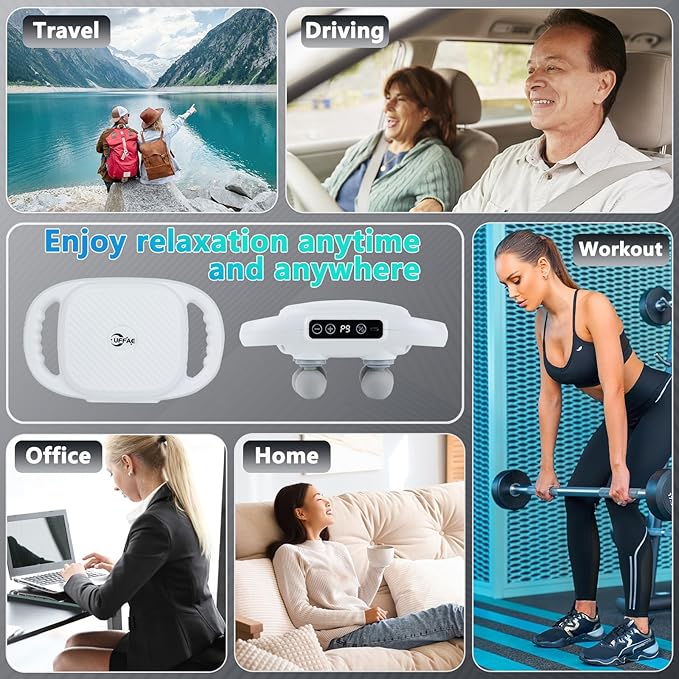 6 Head Massage Gun Deep Tissue with 9 Levels & 9 Modes, Electric Massager Tool for Legs, Arms, Waist, Back, Buttocks - Full Body Muscle Pain Relief, Ideal Gifts for Women, Men, Mom, and Dad