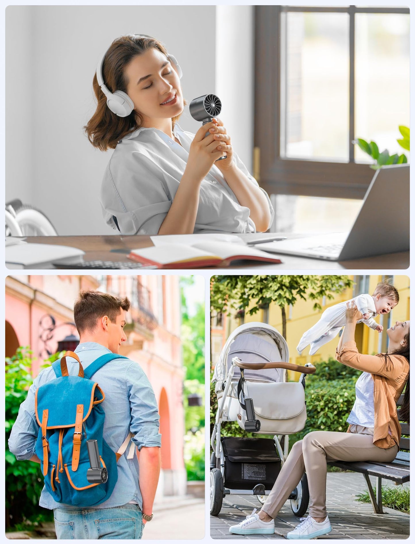 Portable Handheld Fan with Digital Display,High Speed 10000 RPM USB Rechargeable Mini Personal Fan, 4000mAh Battery, Hand Held Cooling for Travel/Camping/Outdoor - Grey (Ideal Gift for Women & Men)