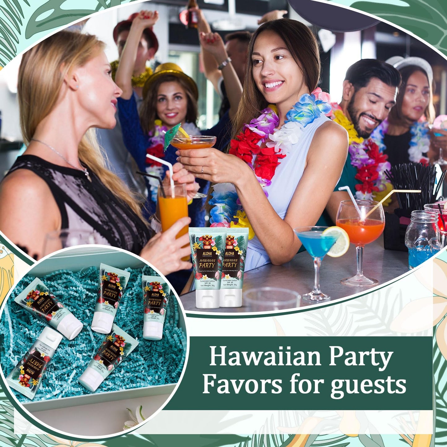 Dansib 36 Pcs Mini Sunscreen Bulk for Hawaiian Party Spf 30 Water Resistant Sunscreen Lotion Bulk 1oz Travel Size for Summer Party Supplies