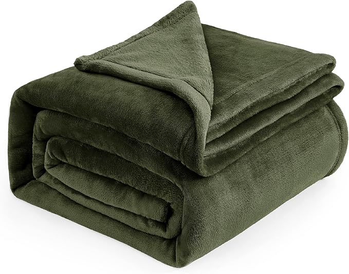 Bedsure Fleece Blankets King Size Oive Green - Bed Blanket Soft Lightweight Plush Cozy Fuzzy Luxury Microfiber, 108x90 inches