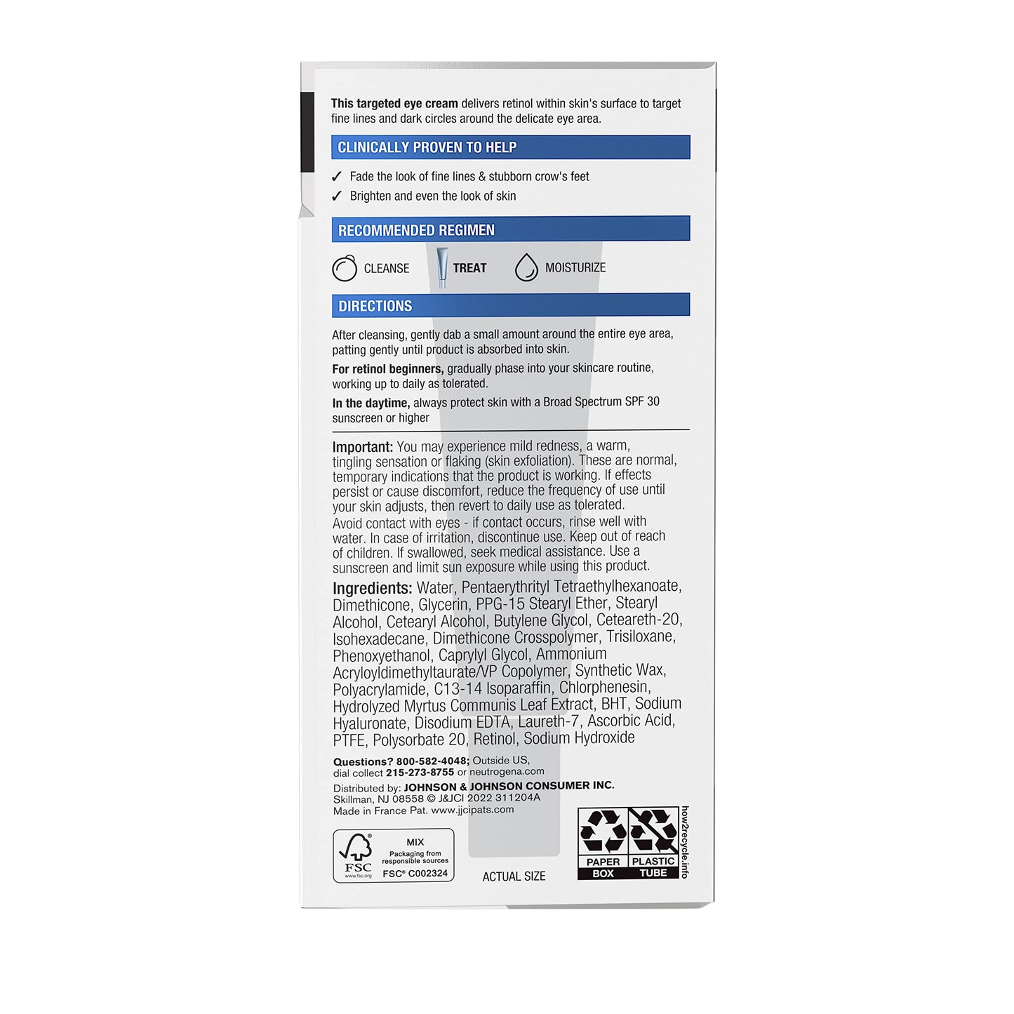 Neutrogena Rapid Wrinkle Repair Retinol Eye Cream for Dark Circles, Daily Anti-Aging Under Eye Cream with Retinol & Hyaluronic Acid to Fight Fine Lines, Wrinkles, & Dark Spots, 0.5 fl. oz