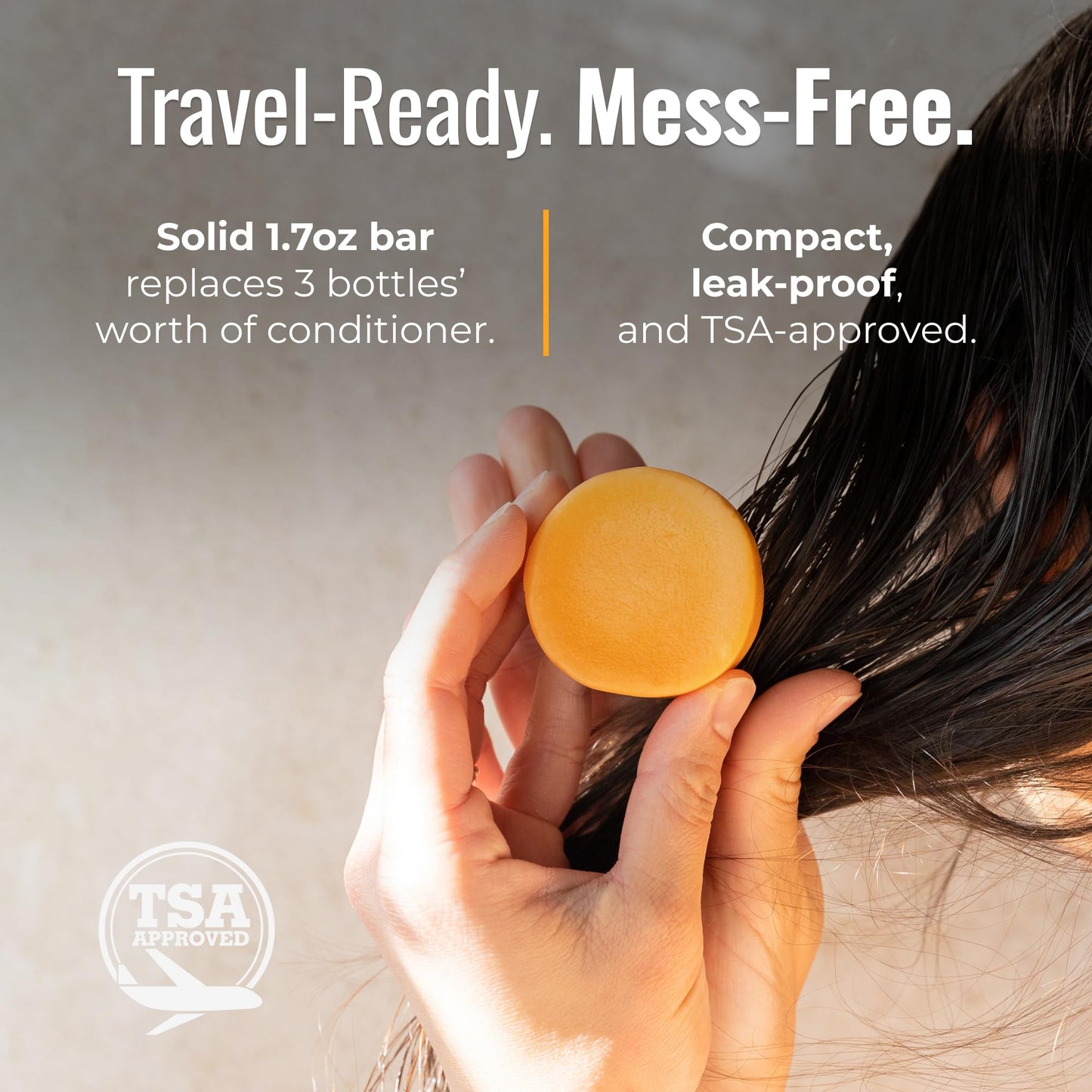 ZWS Essentials Sunshine Conditioner Bar, Vegan Solid Hair Conditioner for All Hair Types, with Pineapple, Mango, Cocoa Butter, Zero Waste, Travel-Friendly