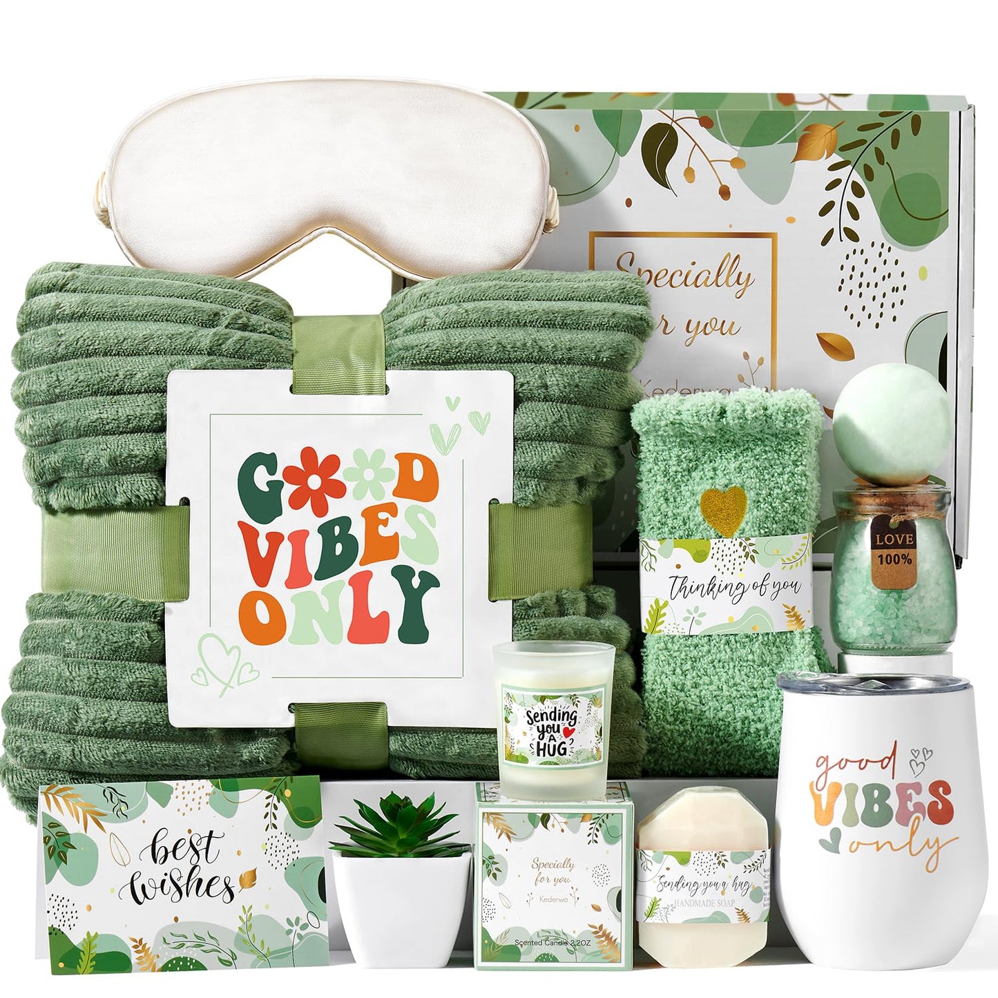 Self Care Gifts for Women Get Well Soon Gifts Basket,Relaxing Spa Basket Care Package with Tumbler and Blanket Thinking of You Gifts