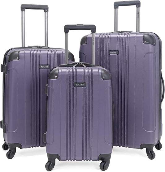 Kenneth Cole REACTION Out of Bounds Lightweight Hardshell 4-Wheel Spinner Luggage, Smokey Purple, 3-Piece Set (20", 24", & 28")