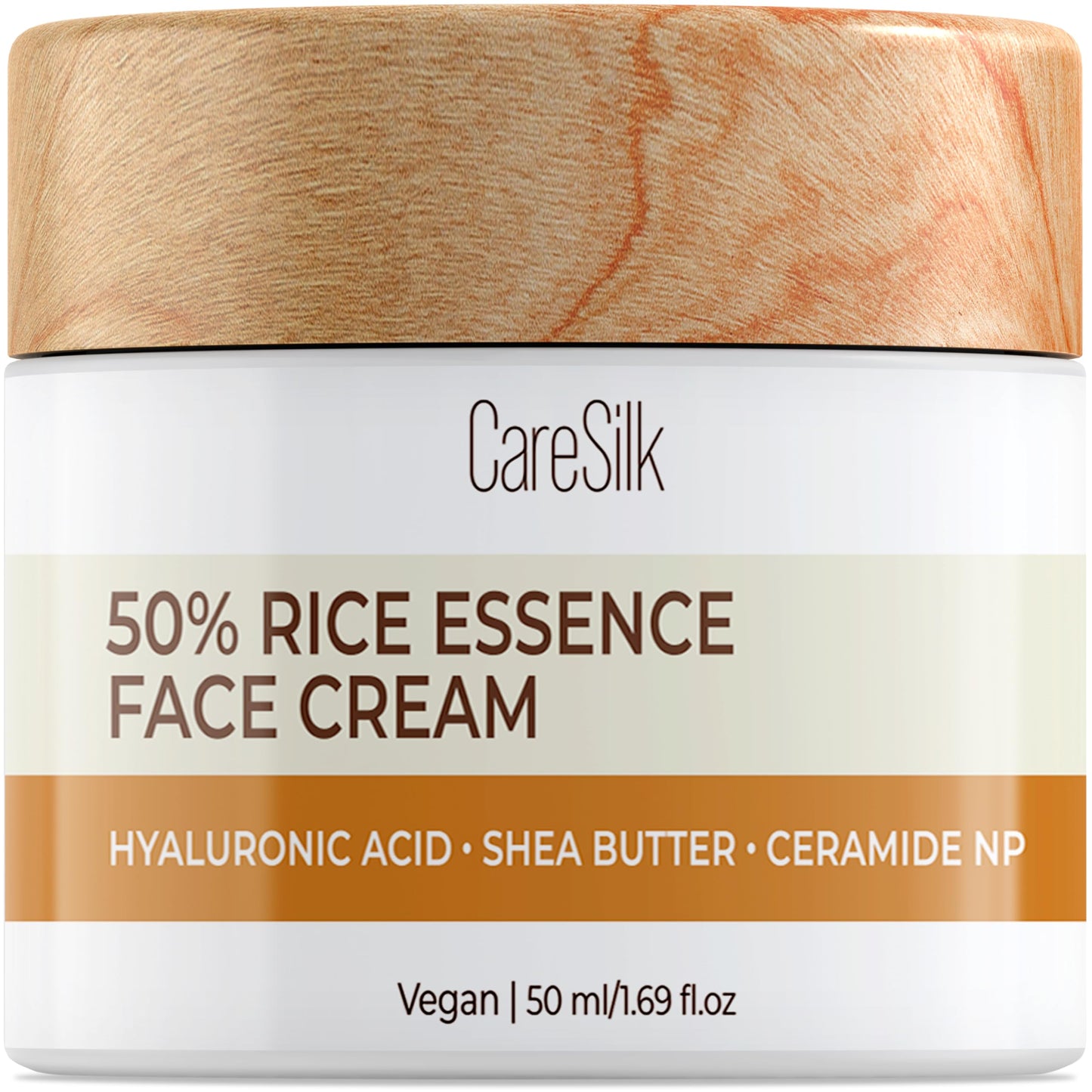 CARESILK Rice Cream for Face - Organic Rice Ceramide Moisturizing Cream with Hyaluronic Acid - Natural Rice Eye Cream - Vegan Facial Essence - Face Cream