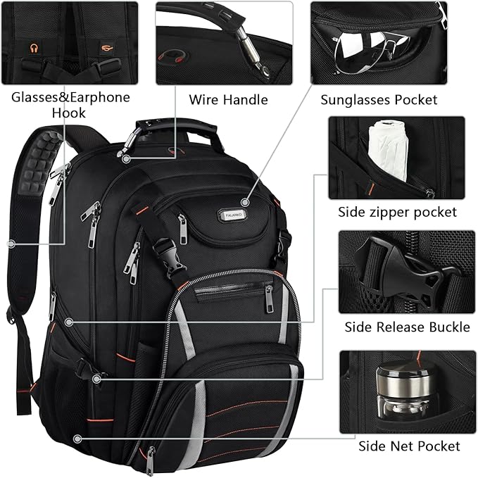 18.4 Inch Laptop Backpack,Extra Large Travel Backpack with USB Charging Port, RFID Anti Theft TSA Friendly Backpack,Water Resistant,Computer Bag for Women Men Notebook&Basketball