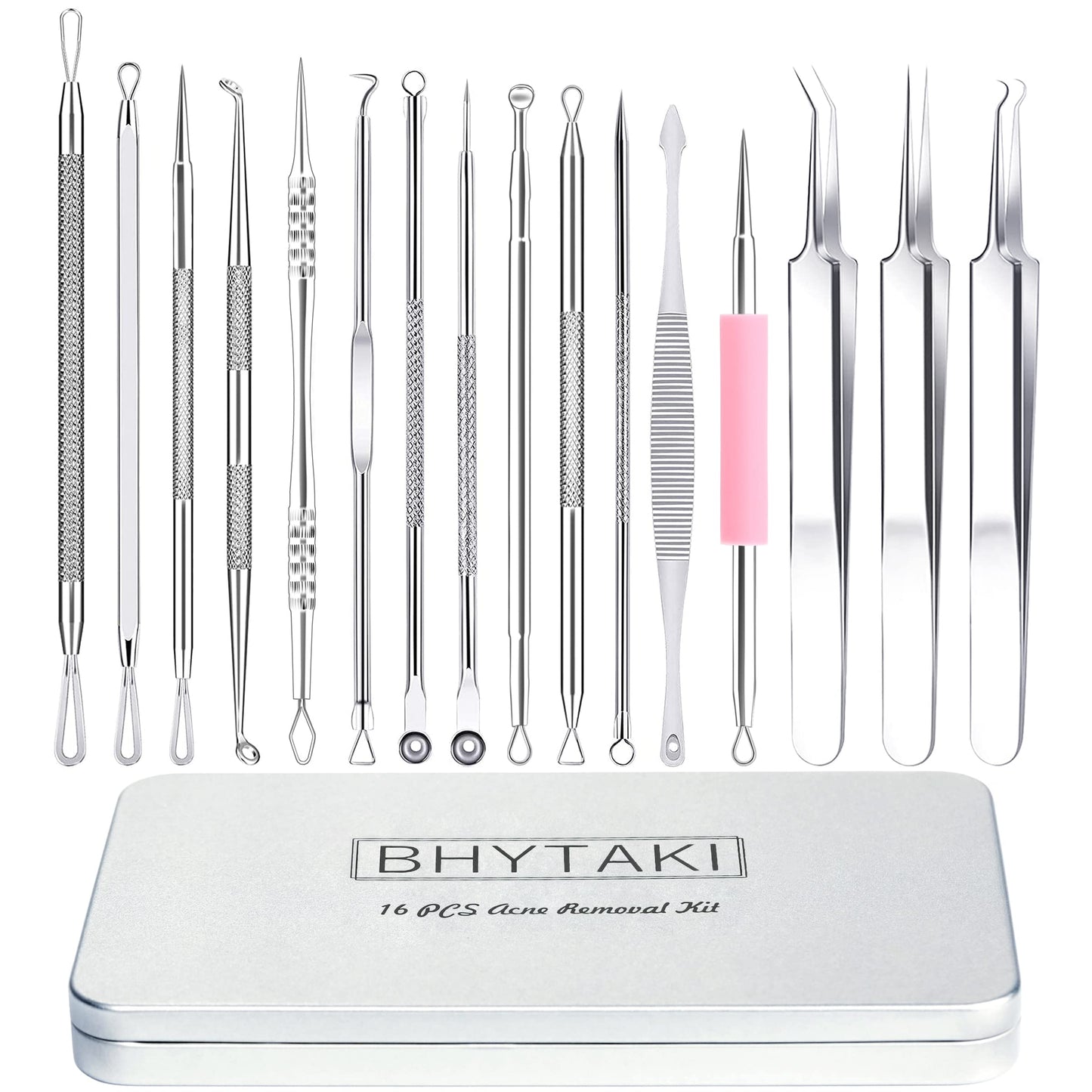 Blackhead Remover Tools, 2025 Latest 16 PCS Pimple Popper Tool Kit, Acne Blackhead Tools for Blemish, 410 Premium Professional Stainless Acne Pimple Extractor Tool with Metal Box