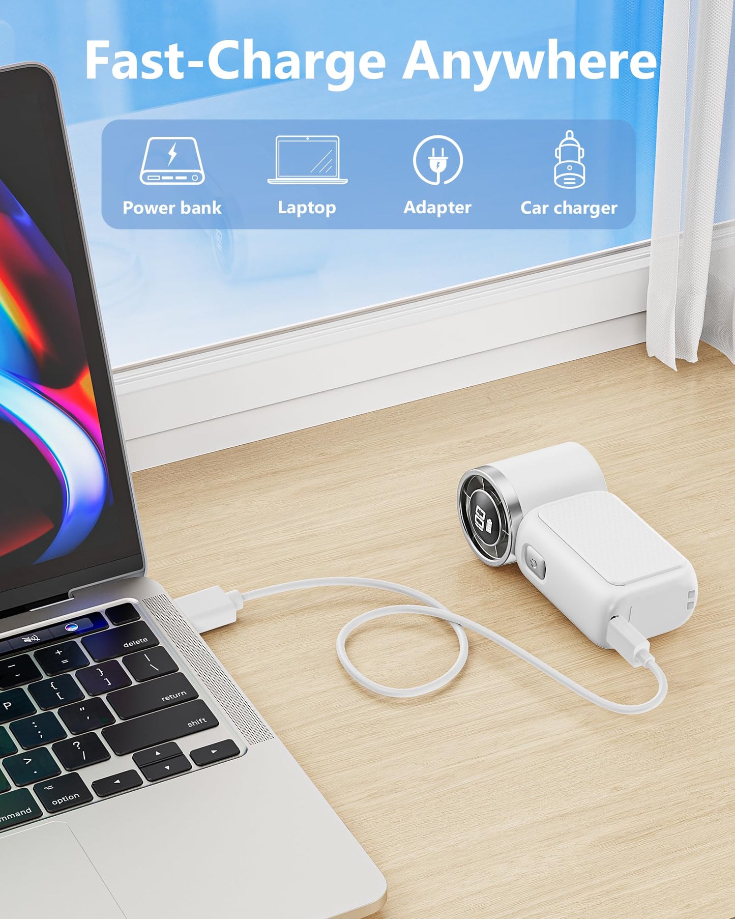 AGEYOU Portable Handheld Mini Fan, 6 Gear Wind, Hand Small Travel Personal Held Fans, Rechargeable Turbo Fan, Gifts for Women Men, for Camping Vacation Outdoor (white)