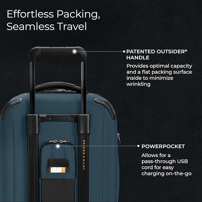 Briggs & Riley Domestic 22" Carry On Expandable Spinner - Luggage for Travel, Suitcases with Wheels, Softside Rolling Bag for Men & Women - ZDX Collection, Ocean