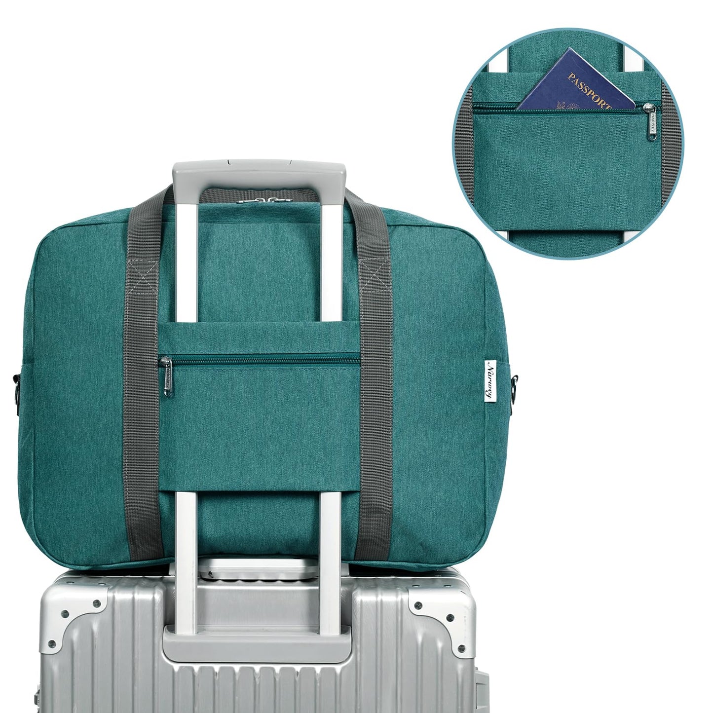 For Spirit Airlines Personal Item Bag 18x14x8 Foldable Travel Duffel Bag Tote Duffle Carry on Luggage for Women and Men 30L (Teal)