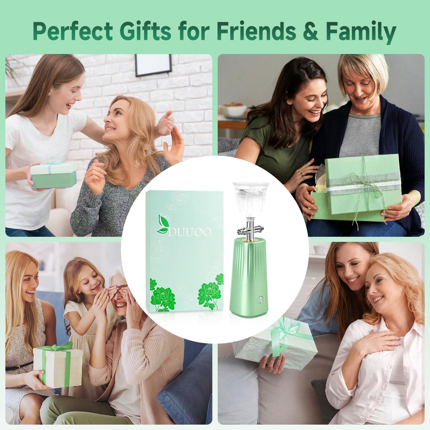 DUUOO Nano Facial Mister – Portable Face Steamer with 0.3mm Mist, USB Rechargeable Atomizer for Deep Hydration, Use with Water or Toner – Mini Skincare & Makeup Mister for Travel and Daily Use