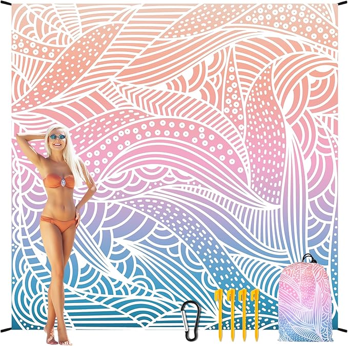 AISPARKY Beach Blanket Waterproof Sandproof Extra Large Beach Mat 79" X 83"/120"x108" for 2-8 Adults Quick Drying Durable Outdoor Picnic Mat for Travel, Camping, Hiking