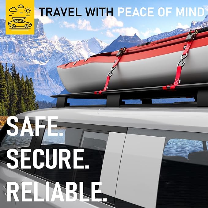 AUGO Ratchet Straps Heavy Duty 4 Pack -15 FT - 2200 LB Break Strength – with Safety Lock S Hooks - Cargo Straps for Moving, Appliances, Motorcycle – Soft Loop Tie Downs