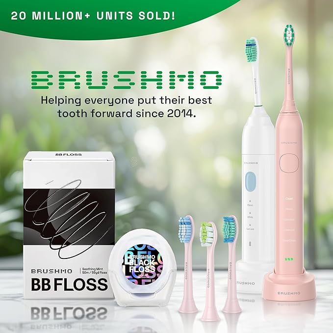 Brushmo Super Sonic Electric Toothbrush with 4 Replacement Heads - Rechargeable Electronic Tooth Brush for Adults with 5 Customizable Modes - IPX7 Waterproof & Long-Lasting Battery – Nova Pink