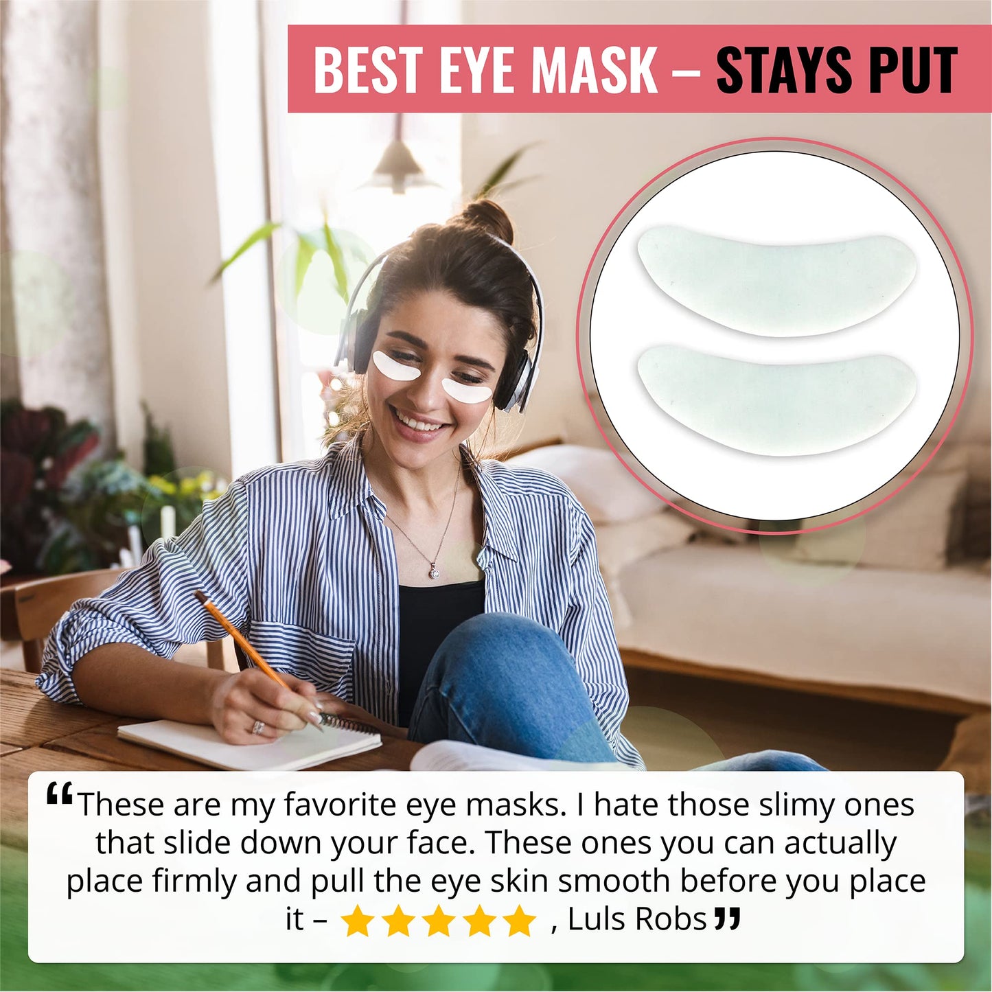 Eye Mask for Puffiness - Under Eye Patches for Dark Circles - Korean Under Eye Mask Patches for Puffy Eyes - Eye Gel Pads Depuffing Eye Brightener with Rose, Caffeine, Hydrogel & Collagen (10 Pairs)